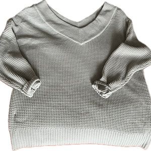 Zenana Off Shoulder Sweater in Seafoam